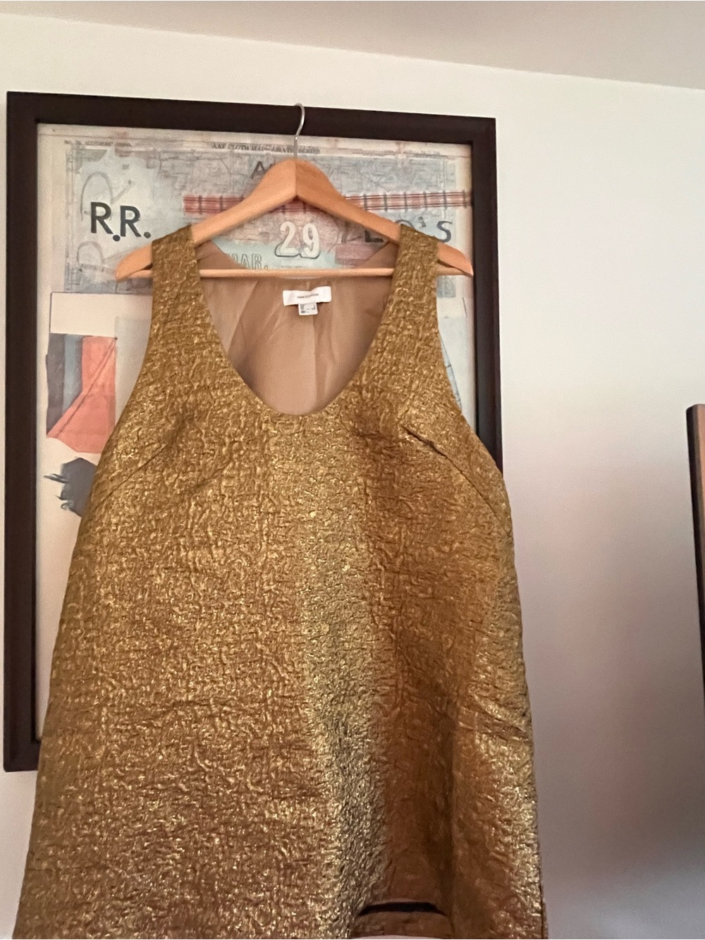 NWOT H&M Edition Shimmering Gold Jacquard-Weave Dress L - Picture 4 of 7